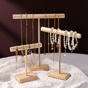 Wooden Jewelry Display Stand With Multiple Rods For Necklaces Bracelets Earrings Desktop Organizer Small Medium Large Sizes - Product Image 1