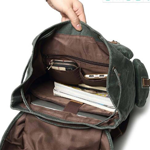 Vải không thấm nước Ba lô với da bò da TRIM du lịch Ba lô cho nam giới và phụ nữ giản dị hàng ngày Ba lô - Product Image 4