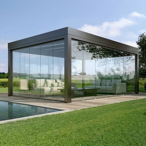 Bioklimatische Pergola mit Schiebetür aus Glas, pulverbeschichtetem Rahmen, optionaler Lüfteranschluss, Pavillon, Gartenlaube - Product Image 1
