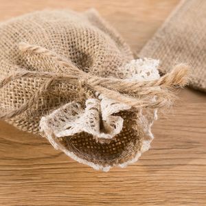Custom Size Printing Small Gift Burlap Jute Drawstring Bag With Logo - Product Image 2