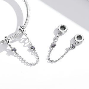 925 plata esterlina Retro flores infinitas encantos Vintage cadena de seguridad para mujer pulsera joyería fina DIY regalo SCC2096 - Product Image 5