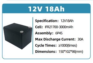 แบตเตอรี่ลิเธียม12V18Ah LFP สำหรับสกู๊ตเตอร์ไฟฟ้ามอเตอร์ไซค์ไฟฟ้า - Product Image 2