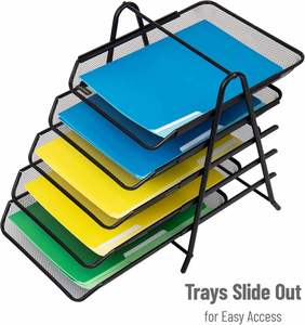 5 Tier <b>File</b> Tray <b>Organizer</b> Desk Paper Document Holder Desktop Storage for Office Home or School Organization Black - Product Image 4