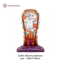 Globos de Aluminio de Halloween de Múltiples Estilos y Formas: Momia, Esqueleto, Calabaza, Árbol Encantado, Murciélago, Gato, Ataúd y Globo con Forma de Ojo