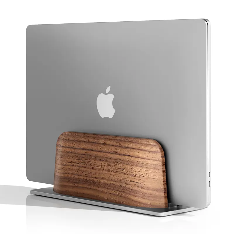 2024 novo suporte de mesa de madeira para notebook, suporte portátil de alumínio vertical para laptop, mesa de madeira ajustável