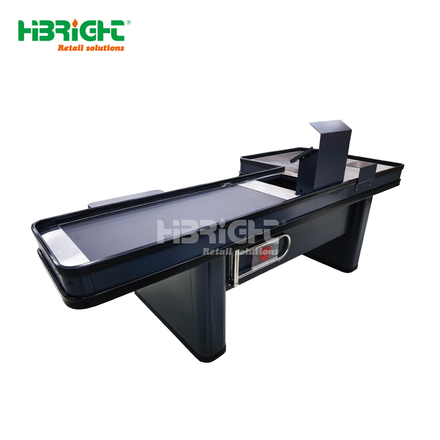 Highbright Checkout Counter Supermarket Commercial Cahier Counter with Automatic Conveyor Belt