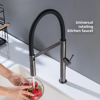Robinet de cuisine gris anthracite en acier inoxydable 304, moderne et minimaliste, pour eau chaude et froide, à poser sur évier, pour lave-vaisselle, transfrontalier