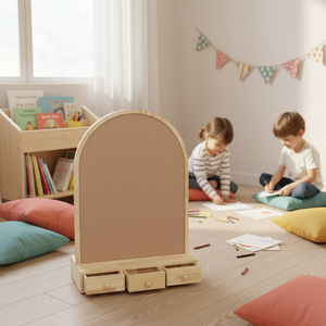 Tableau magnétique en bois avec tiroir, tableau noir portable écologique pour enfants, écriture, art déco - Product Image 4