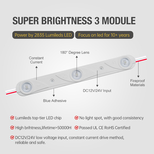โมดูลป้ายไฟฉนวนกันน้ำสีขาว รุ่น 2835 พร้อมเลนส์ 5 ปี IP67 สำหรับภายนอกอาคาร 180 องศา °   ไฟ LED 12V 3W - Product Image 6