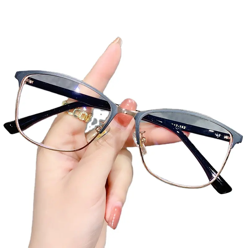 8219 Vintage Retro Metal Frame Clear Lens Glasses Fashion Eyewear Eyeglasses Black Classic Square Eye Glasses