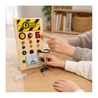 Tableau d'activités Montessori en bois STEM avec circuit de contrôle, lumière LED, compteur analogique et interrupteur – Jouet éducatif sensoriel pour développer les compétences des enfants d'âge préscolaire