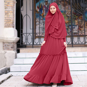 Yibaoli nuovo design hijab abito musulmano tacchino nero navy viola jersey abaya con sciarpa di grandi dimensioni - Product Image 2