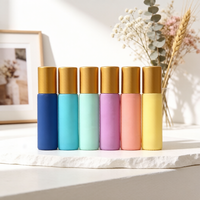 Flacons roll-on en verre de 10 ml, série Macaron, couleurs pastel, vides, pour huiles parfumées, avec bille en acier, pour personnalisation, vente en gros