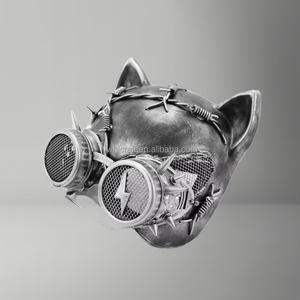Masque de chat Steampunk <span class=keywords><strong>Cyber</strong></span> <span class=keywords><strong>Punk</strong></span> Masques de fête d'Halloween faits à la main avec lunettes LED pour le fabricant de costumes de carnaval à thème - Product Image 1