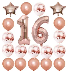 SWeet 16st 21st 30th 40th 50th 60th Happy Birthday Banner Balloon Happy Birthday Party Decoration Set