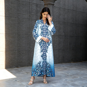 Robe Abaya en Polyester Imprimée Personnalisée de Haute Qualité pour Femmes Musulmanes, Élégante pour les Soirées et la Vente en Gros - Product Image 4