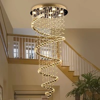 Lustre de villa de style européen pour escalier, idéal pour salon à double hauteur, en spirale, en cristal, romantique et décoratif pour restaurant