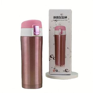 Stainless Steel Leak Proof Tumbler Vacuum Insulated Thermos Thermal Water <b>Bottle</b> Travel <b>Coffee</b> Mug with Safety Buckle Lid - Product Image 1