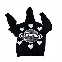 OEM disesuaikan matahari pudar Premium antik Distressed grafis Hoodie Plus ukuran applique manik-manik longgar celana suar Set