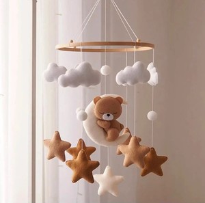 Teddy Bear Moon Baby mobile Nursery decor bear on the moon mobile culla stelle e nuvole mobile - Product Image 5