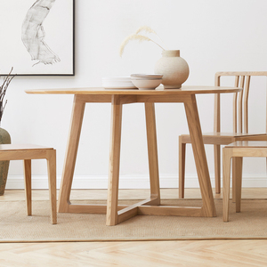 Fabricant professionnel Ensemble de table à manger en bois de teck Ensemble de café rond en bois rustique pour restaurant - Product Image 2