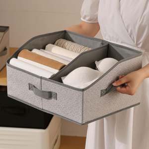 Non-woven Fabric Closet <b>Clothes</b> <b>Storage</b> Organizer Box Foldable Clothing Containers Bins with Reinforced Handles - Product Image 1
