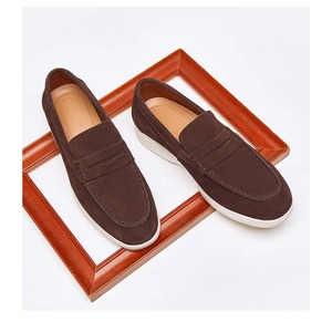 Mocassins bateau décontractés pour hommes en daim léger, mocassins décontractés en cuir véritable, mocassins en cuir de qualité pour hommes - Product Image 3