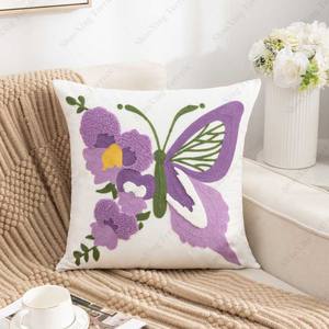 Nuevas llegadas planta flor forma bordado tiro almohada aceptar personalizado bordado <span class=keywords><strong>funda</strong></span> de cojín para el hogar sofá - Product Image 3