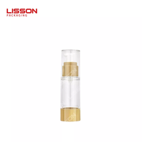 Bouteille de pompe sans air en plastique en bambou naturel écologique, 15ml, 30ml, 50ml