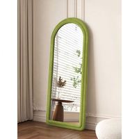 Espejo de cuerpo entero moderno nórdico personalizado con arco, estilo crema, marco de tela suave, decorativo, para sala de estar, de vidrio.