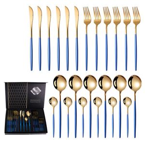 Produit tendance en ligne : Ensemble de couverts en acier inoxydable 24 pièces, couleur or, dans un coffret cadeau doré attrayant - Product Image 4