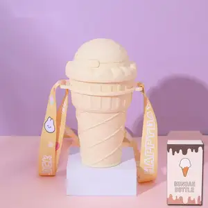 Gran volumen moda Kawaii colorido helado forma niñas botella de agua de plástico