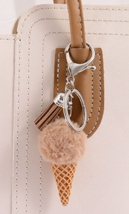 Cute Plush Ice Cream Keychain Pom Pom Furry Pendant Bag Charm Car <b>Key</b> <b>Ring</b> Gift <b>Accessory</b> - Product Image 2