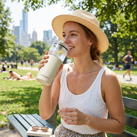 Mug à boisson modulaire double usage 800 ml |   Chambre à café en verre de qualité supérieure et base sous vide en acier inoxydable