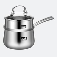 Casserole et cuiseur vapeur 2-en-1 en acier inoxydable 16 cm 18 cm, faitout robuste avec couvercle en verre trempé