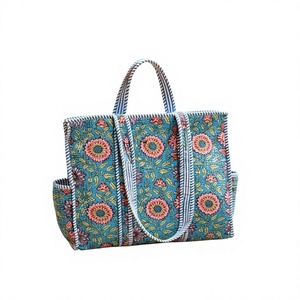 Sac fourre-tout isotherme portable antivol à fermeture éclair, style bohème Kantha, artisanat indien, pour femmes, motif ethnique - Product Image 1