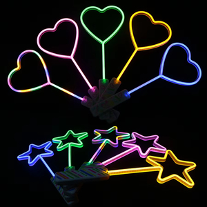 <b>Star</b> <b>LED</b> Neon Party <b>Lights</b> Flashing Heart-Shaped Glow Toy Plastic <b>Light</b>-Up Wand for Halloween Christmas Valentine's Day - Product Image 5