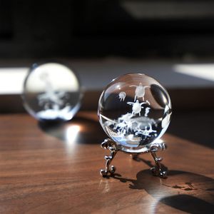 Hdcrystalgifts 60mm khắc Rùa Biển cuộc sống trang trí nội thất thủy tinh hình cầu 3D laser khắc pha lê bóng đứng cho suncatchers trang trí - Product Image 3
