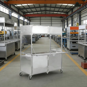 Chariot de vente ambulante pliable et portable en acier inoxydable à quatre roues pour café, crème glacée, hot-dogs, bonbons - Product Image 1