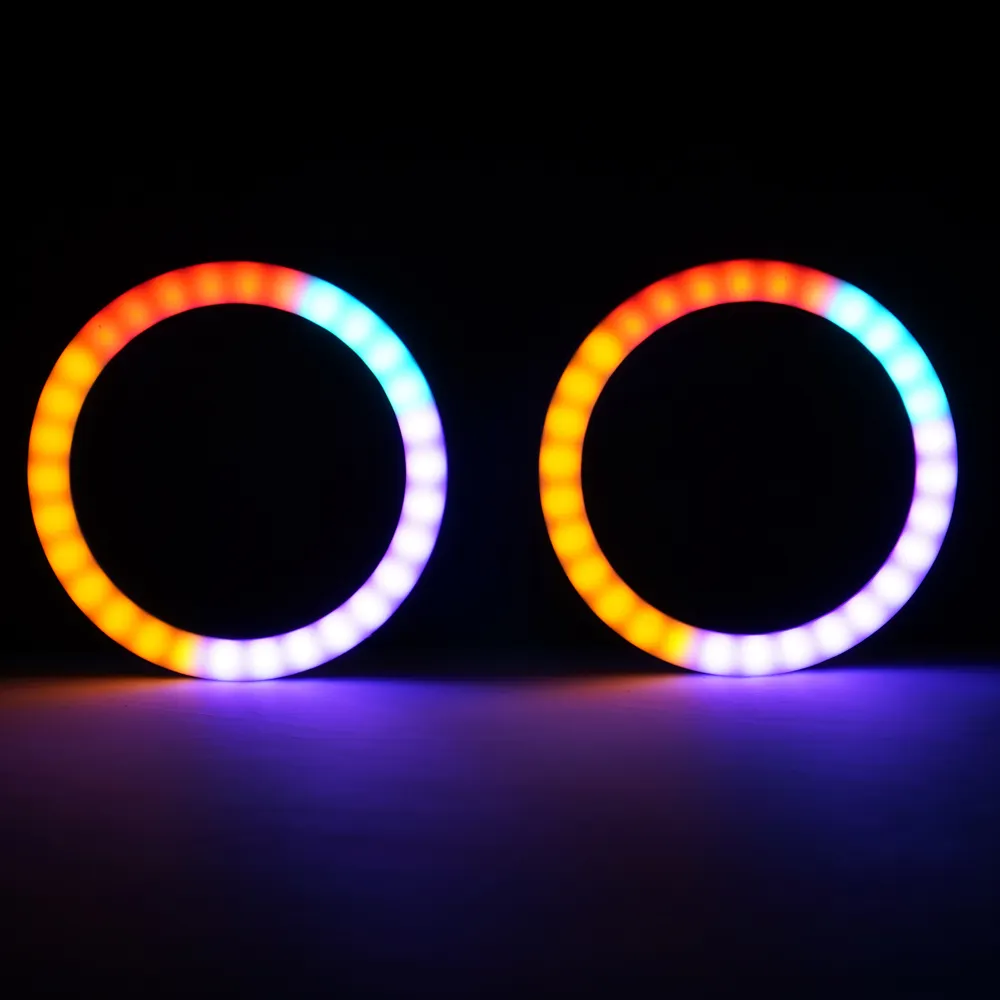 RGB DRL Angel Eyes LED Halo Anel Colorido APP Controle rgb anjo olhos 150mm 5050 Car Auto Day Running Luz