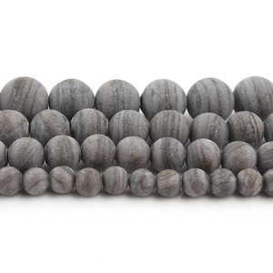 Commercio all'ingrosso 6/8/10/12MM Rotondo Nero Opaco In Legno A Strisce Perline di Pietra Allentati per Monili Che Fanno fatti a mano - Product Image 2