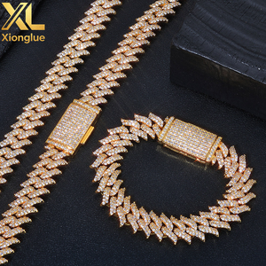 Hip-hop 15mm Barbed Thorn Cuban Chain Zircon Brass Unisex <b>Bracelet</b> Cross-border Trendy Party Custom-made Jewelry - Product Image 3