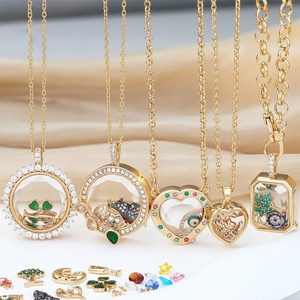 Collares con medallones abribles FY para guardar flores flotantes, pájaros, mariposas, piedras de nacimiento, ojos, dijes DIY y medallones de corazón - Product Image 3