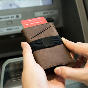 Dropshipping Portefeuille Slim Minimaliste Vintage en Cuir de Vache Véritable Auto Eject RFID Blocking Pop Up Business Credit Card Holder Case - Product Image 3