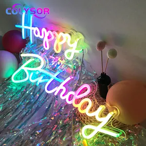 Easy Installation Dropship Happy Birthday Event Party Text Celebration Custom LED Neon Light Sign