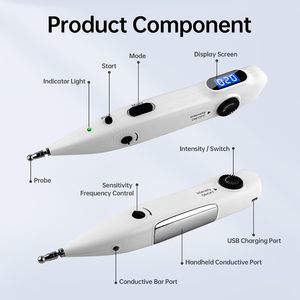 Lápiz de Electroacupuntura Blanco, Dispositivo de Terapia de Meridianos, Herramienta de Masaje Corporal con Pantalla Digital para Uso Doméstico - Product Image 2