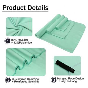 ผ้าเช็ดตัวไมโครไฟเบอร์แบบแห้งเร็วสำหรับเล่นกีฬาพร้อมโลโก้แบบกำหนดเอง - Product Image 2