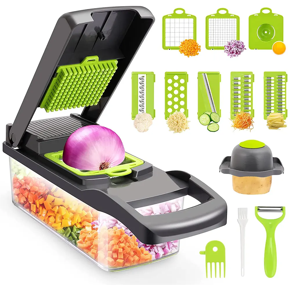 Hachoir à légumes manuel 12 en 1, nouveau robot manuel de cuisine, trancheur, Mandolin, Machine pour salade, pommes de terre, carottes, ail, Fruits