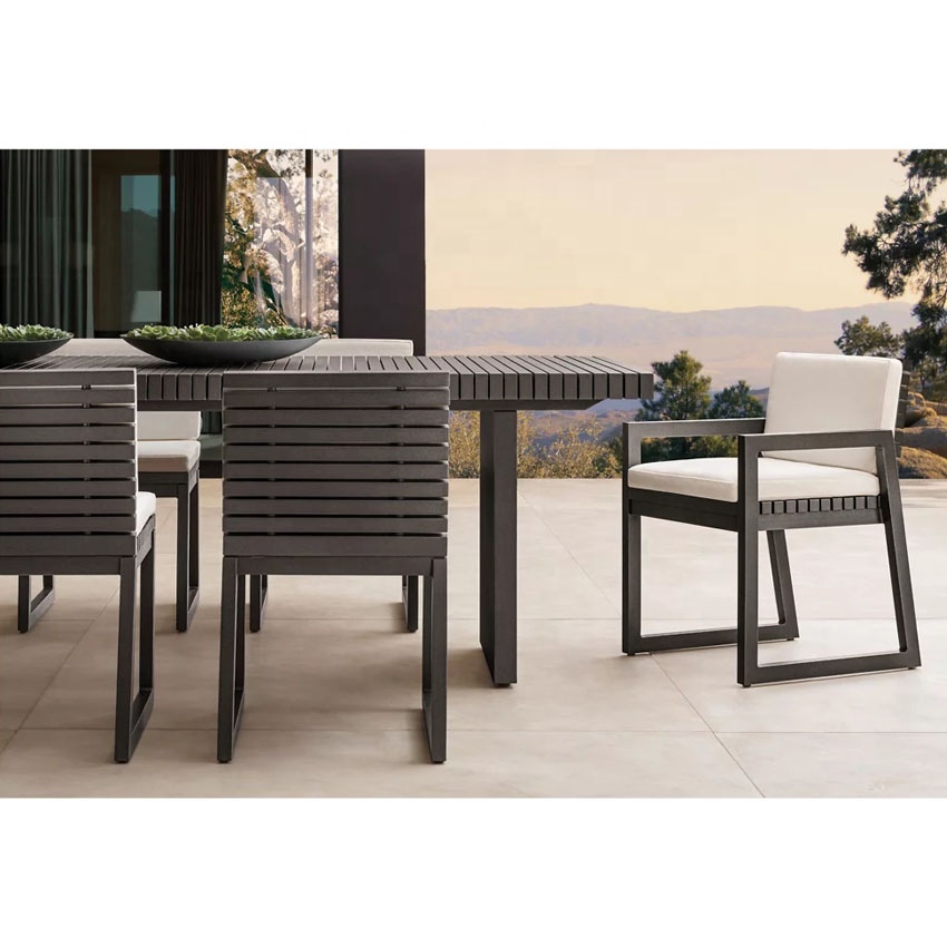 Outdoor furniture modern hotel garden table and chairs patio metal aluminum dining set