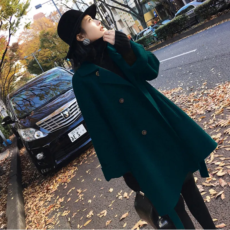 Custom 100% cashmere black double-sided cashmere coat female in 2021 the new autumn and winter of brief paragraph woollen coat